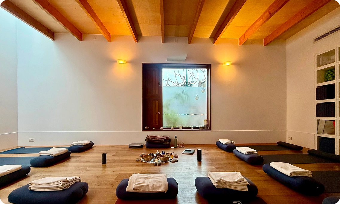 yoga studio interior designed with intention and care